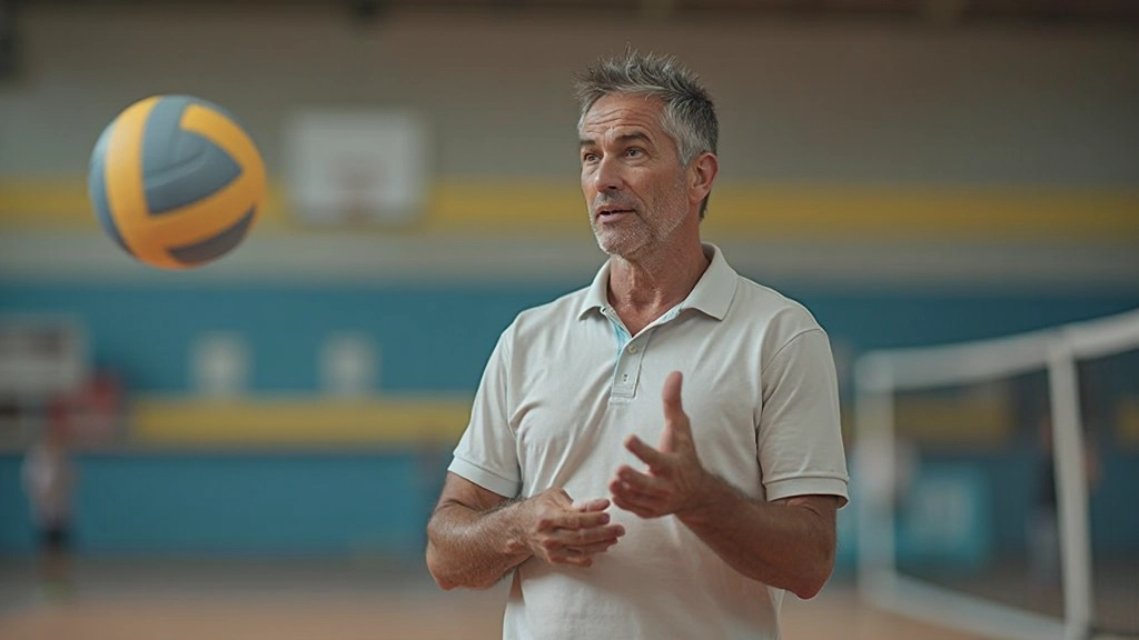 مدرب كرة طائرة ذو خبرة يشرح تقنيات الإرسال الأساسية للاعبين