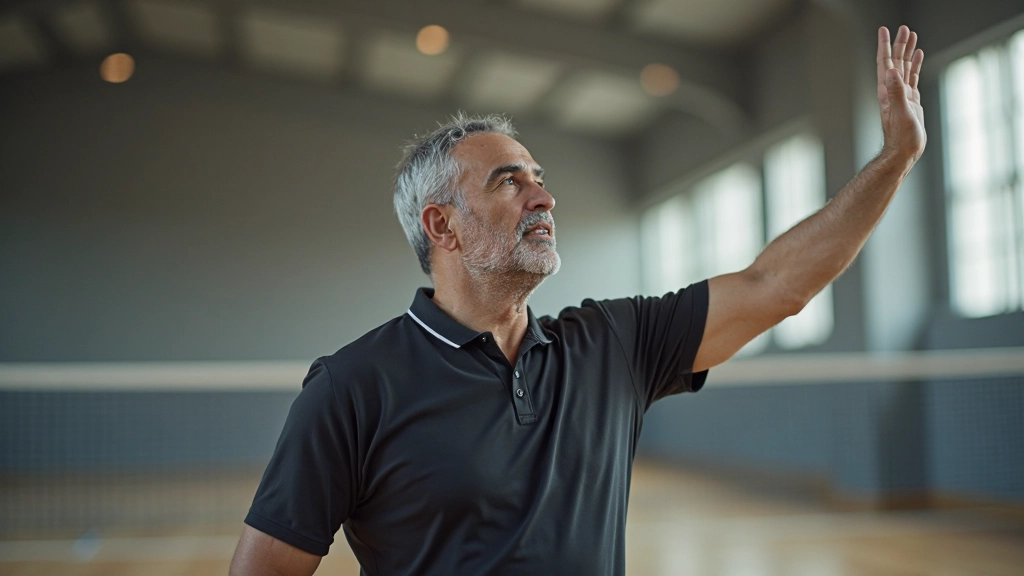 مدرب كرة طائرة محترف يشرح تقنية الإرسال الصحيحة لمجموعة من اللاعبين