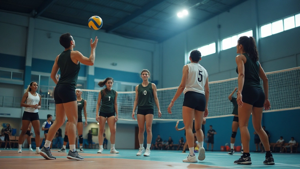 فريق كرة طائرة احترافي يمارس تدريبات متقدمة